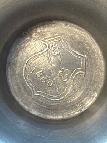 1800'S PEWTER WHALE OIL OR LARD LAMP