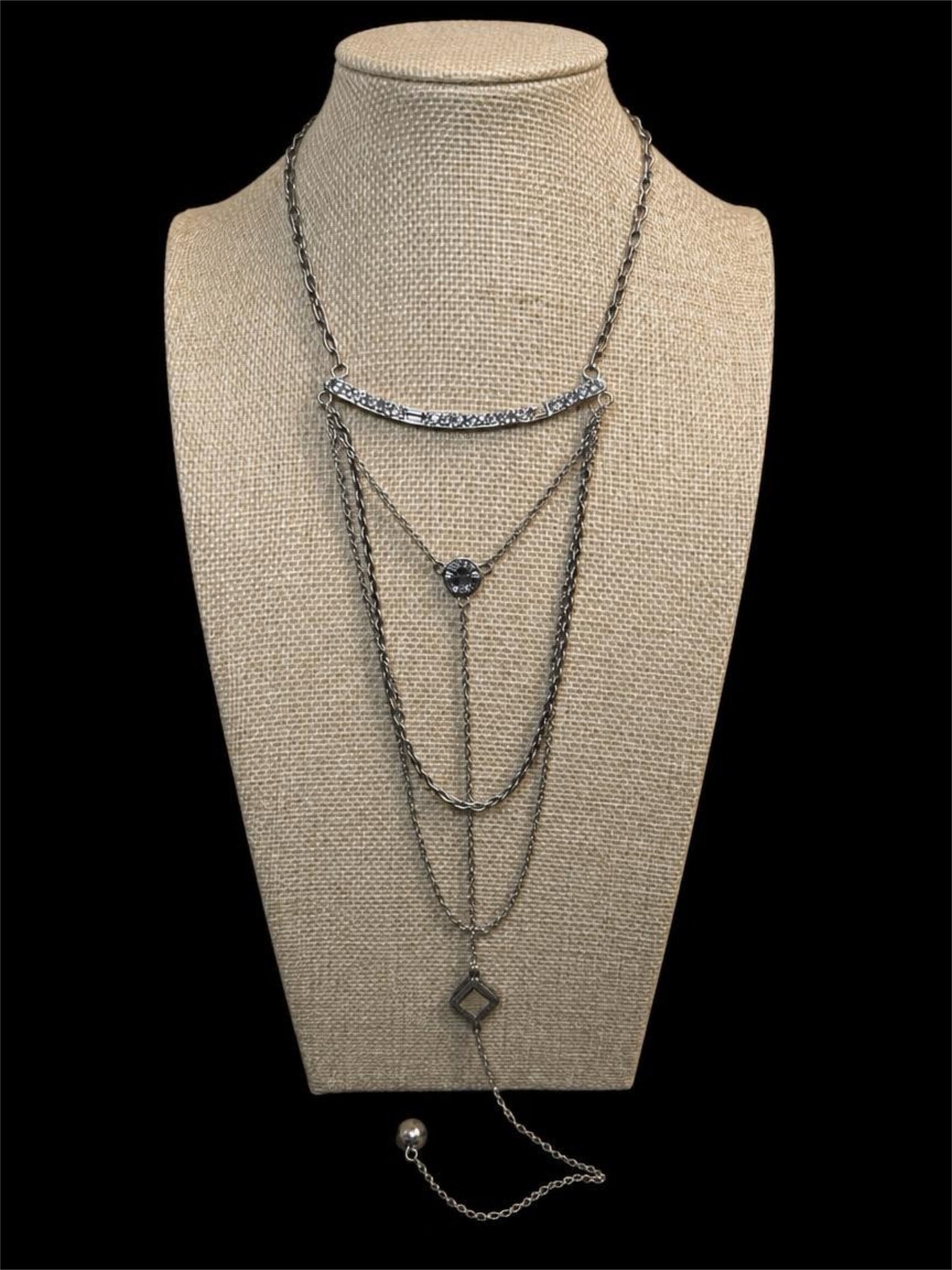 TAT2 MIXED METAL DROP NECKLACE