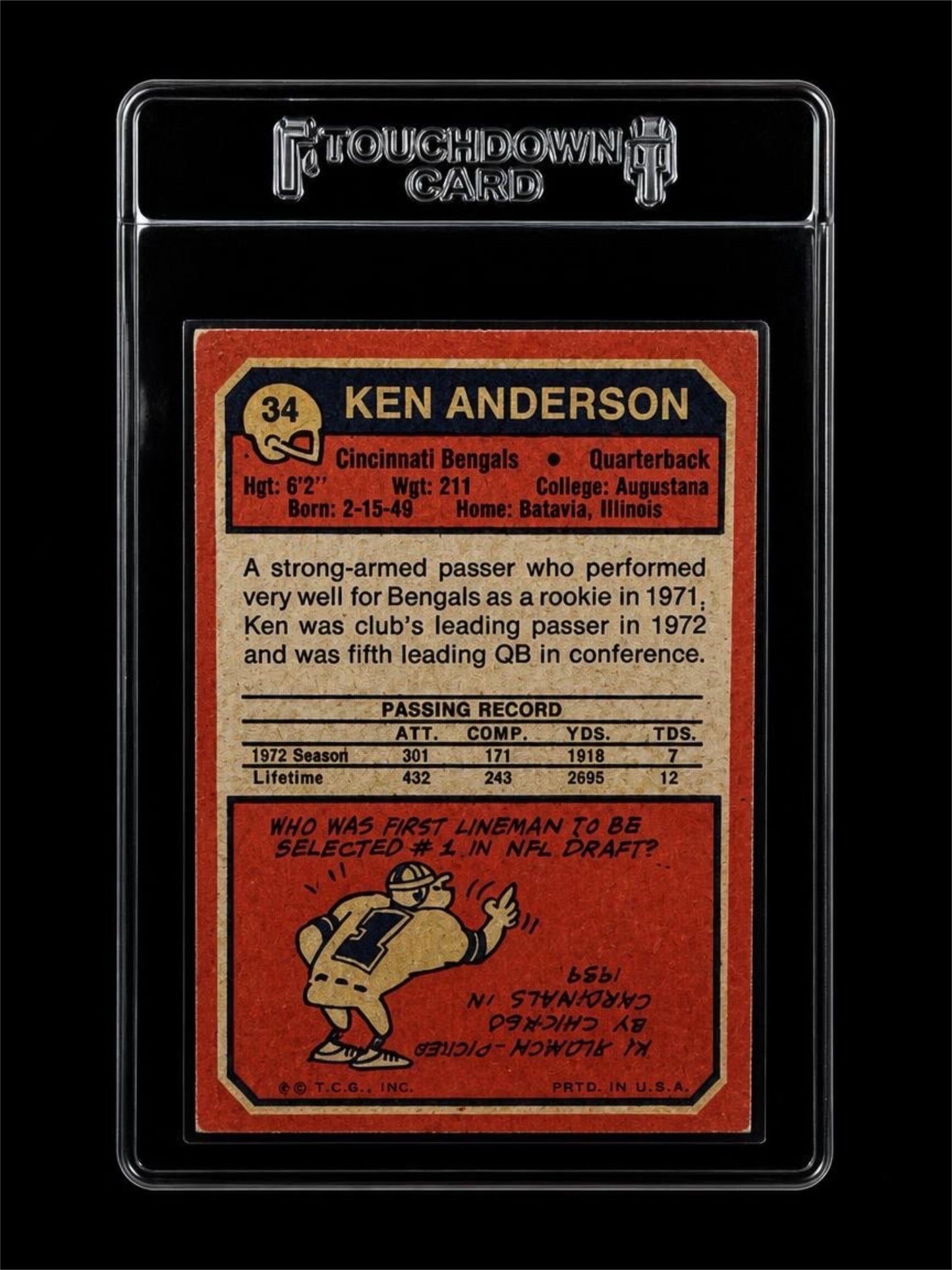 1973 TOPPS #34 KEN ANDERSON ROOKIE CARD GRADED