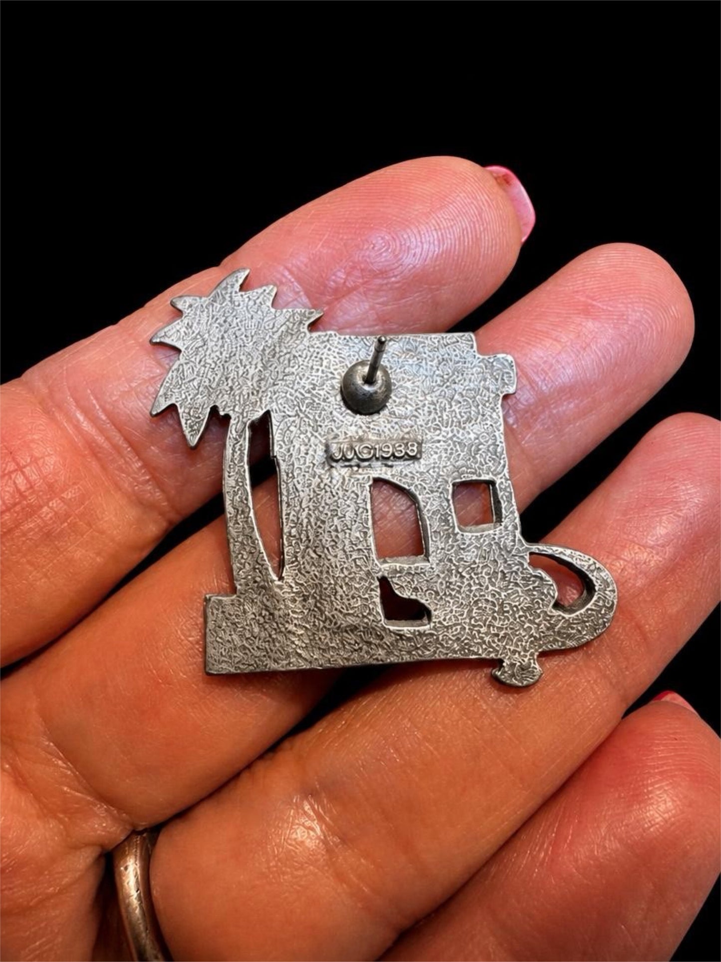 JJ 1988 ADOBE HOUSE PEWTER EARRINGS