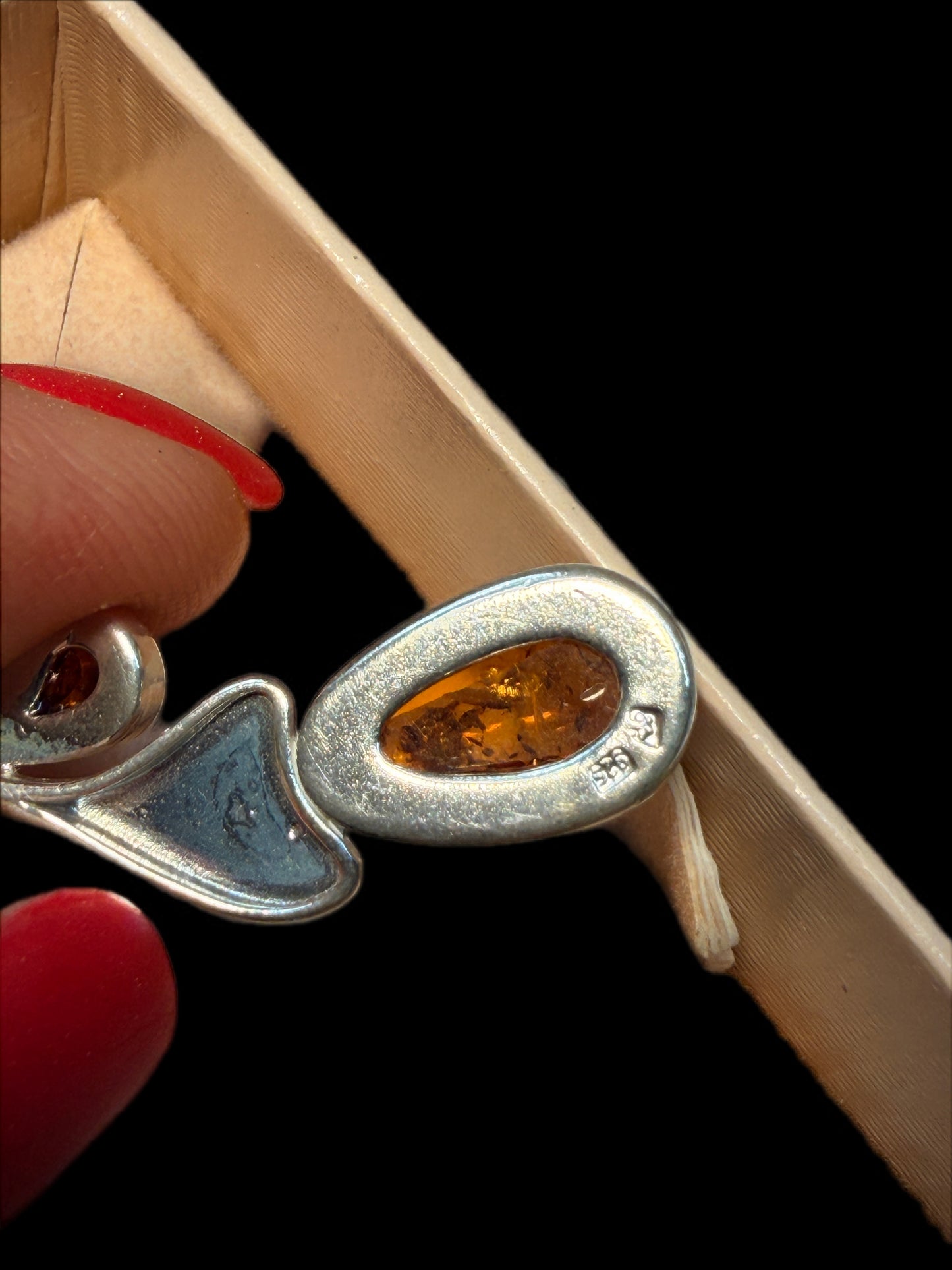 KIRKS FOLLY STERLING SILVER AND HONEY AMBER PIERCED EARRINGS