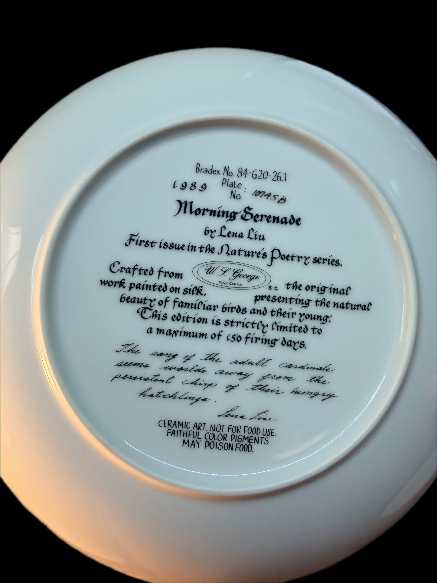 TEN 1990 LENA LIU'S NATURE'S POETRY BIRD FAMILY PLATES