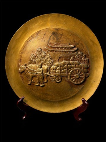 VINTAGE BRASS ASAIN WALL CHARGER-OX CART