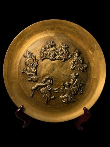 VINTAGE ASIAN BRASS WALL CHARGER-MULTI SCENE