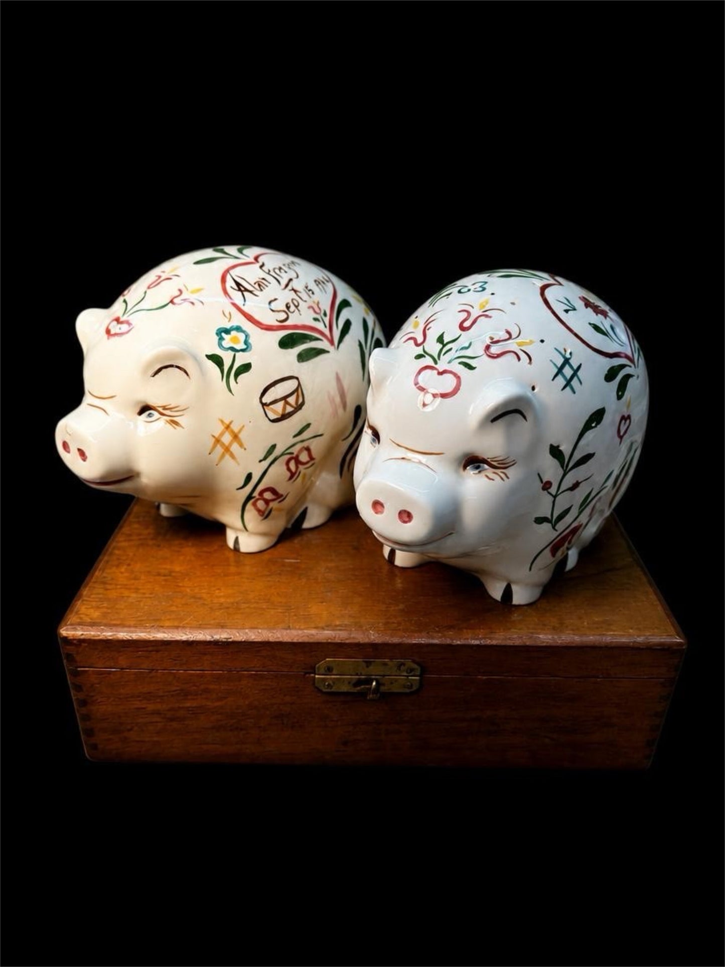 2 ITALIAN PORCELAIN PIGS
