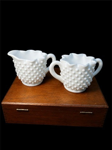 FENTON MILK GLASS CREAMER AND SUGAR