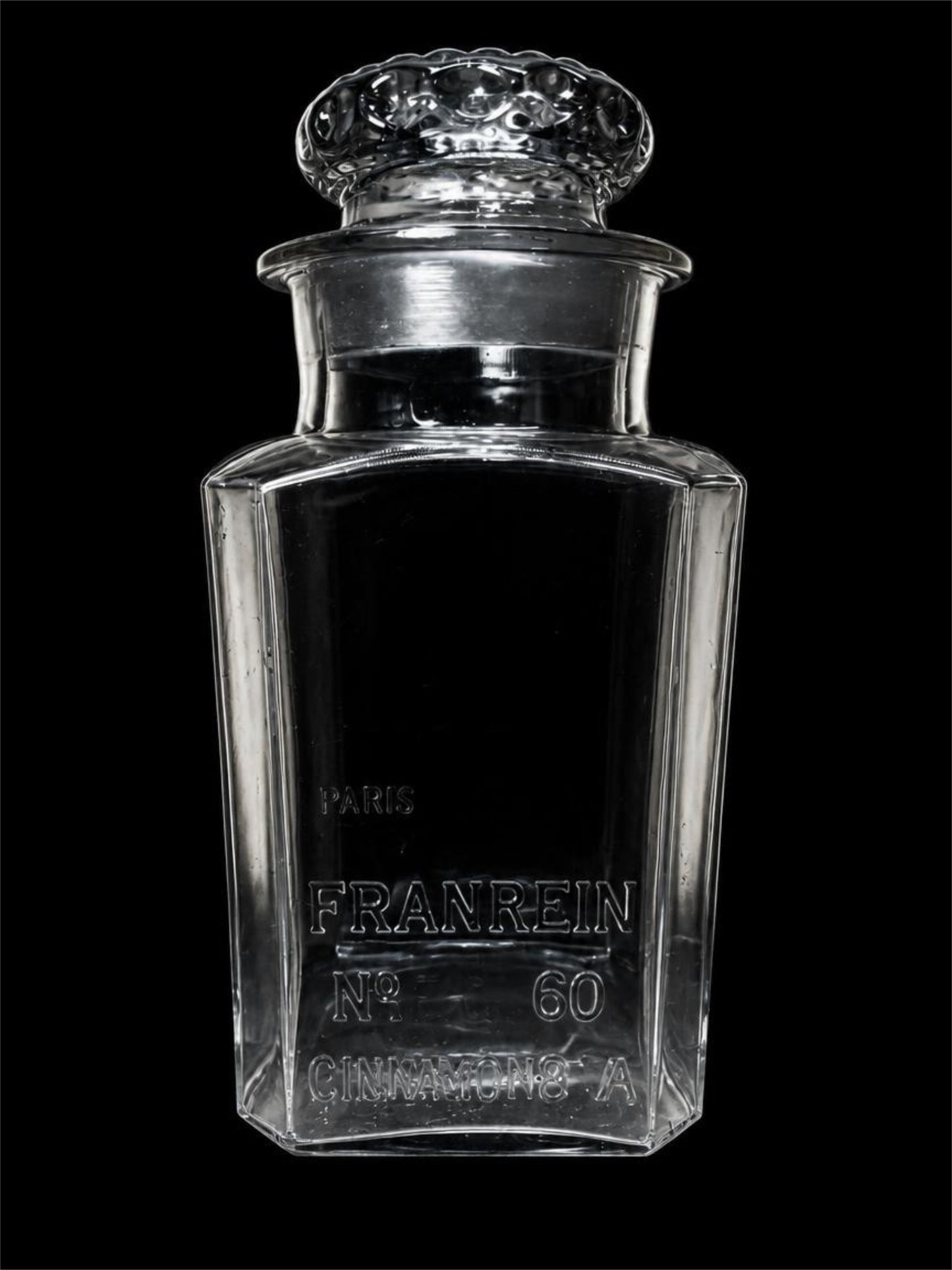 VINTAGE FRANKLIN EMBOSSED GLASS JAR