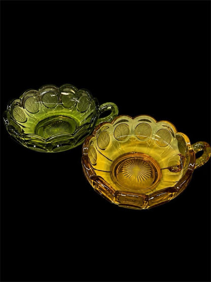 PAIR OF FOSTORIA COIN GLASS NAPPY BOWLS.