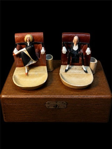 VERY RARE SCHAFER & VATER THIN MAN AND WOMAN IN CHAIR