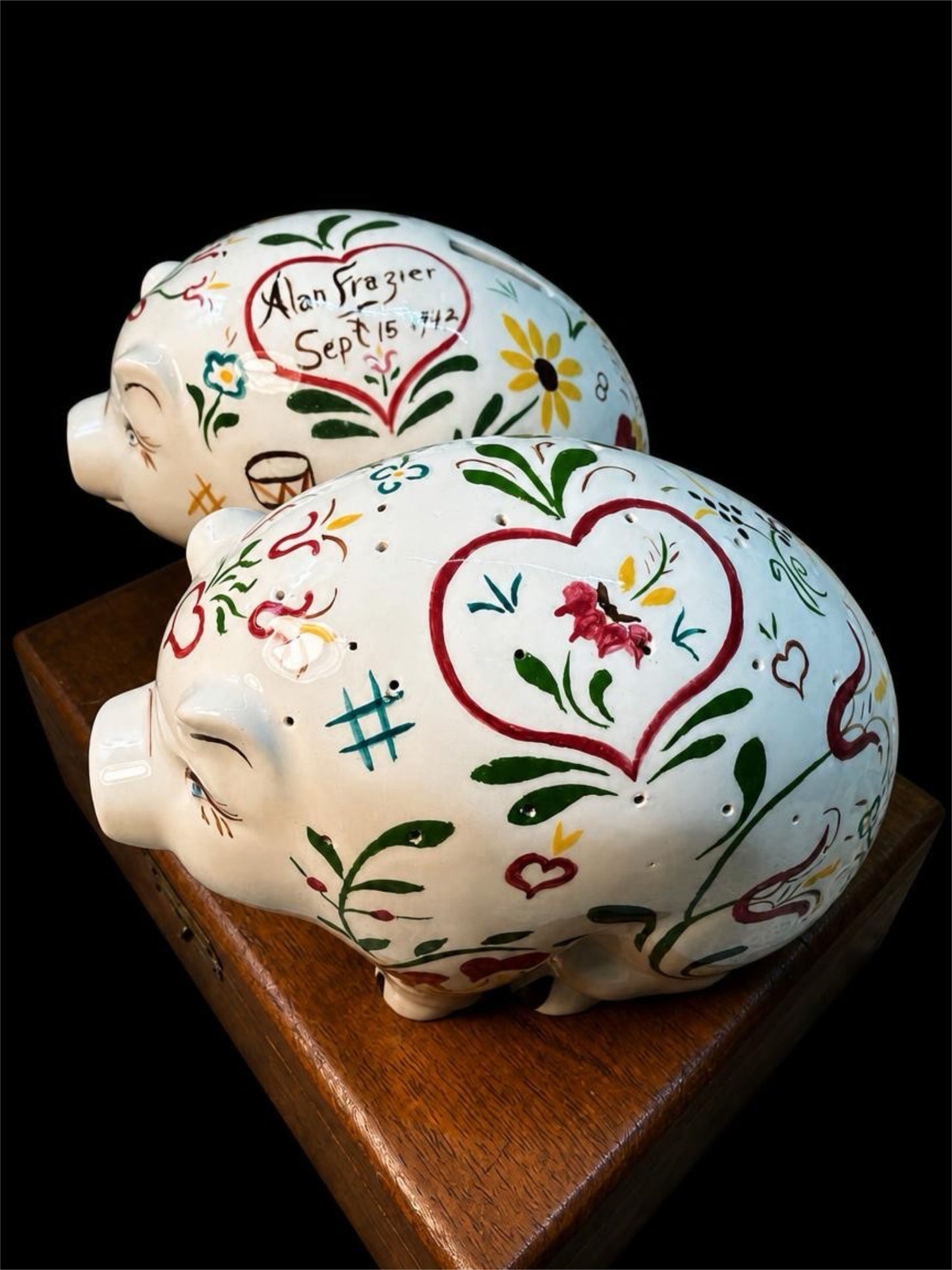2 ITALIAN PORCELAIN PIGS