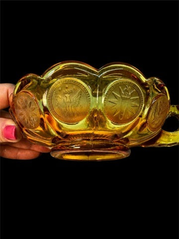 PAIR OF FOSTORIA COIN GLASS NAPPY BOWLS.