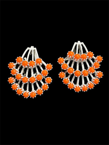 VINTAGE ORANGE & WHITE EARRINGS