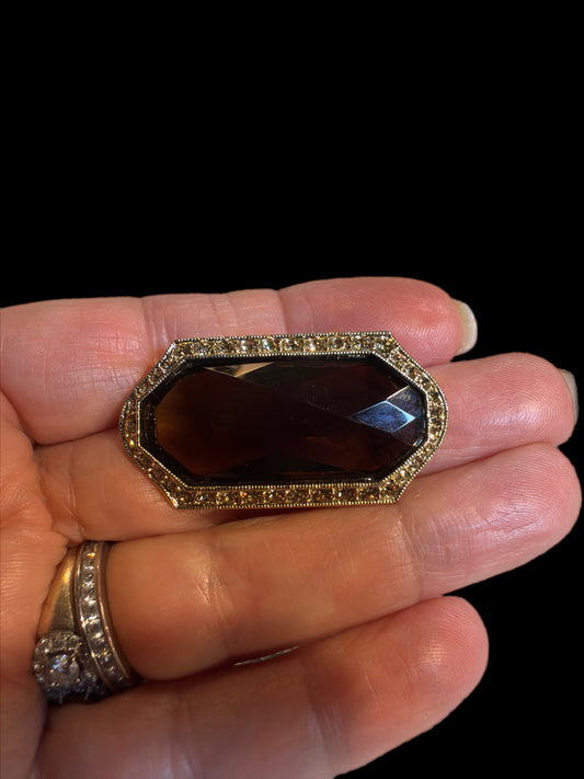 MONET SMOKEY GLASS BROOCH