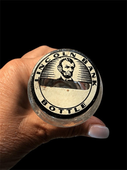 LINCOLN COIN BANK BOTTLE