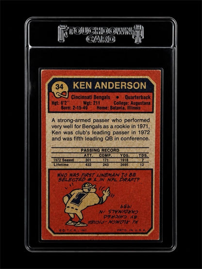 1973 TOPPS #34 KEN ANDERSON ROOKIE CARD GRADED
