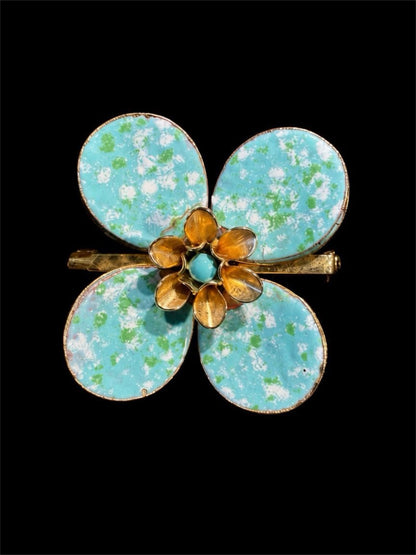VINTAGE BLUE ENAMEL BROOCH