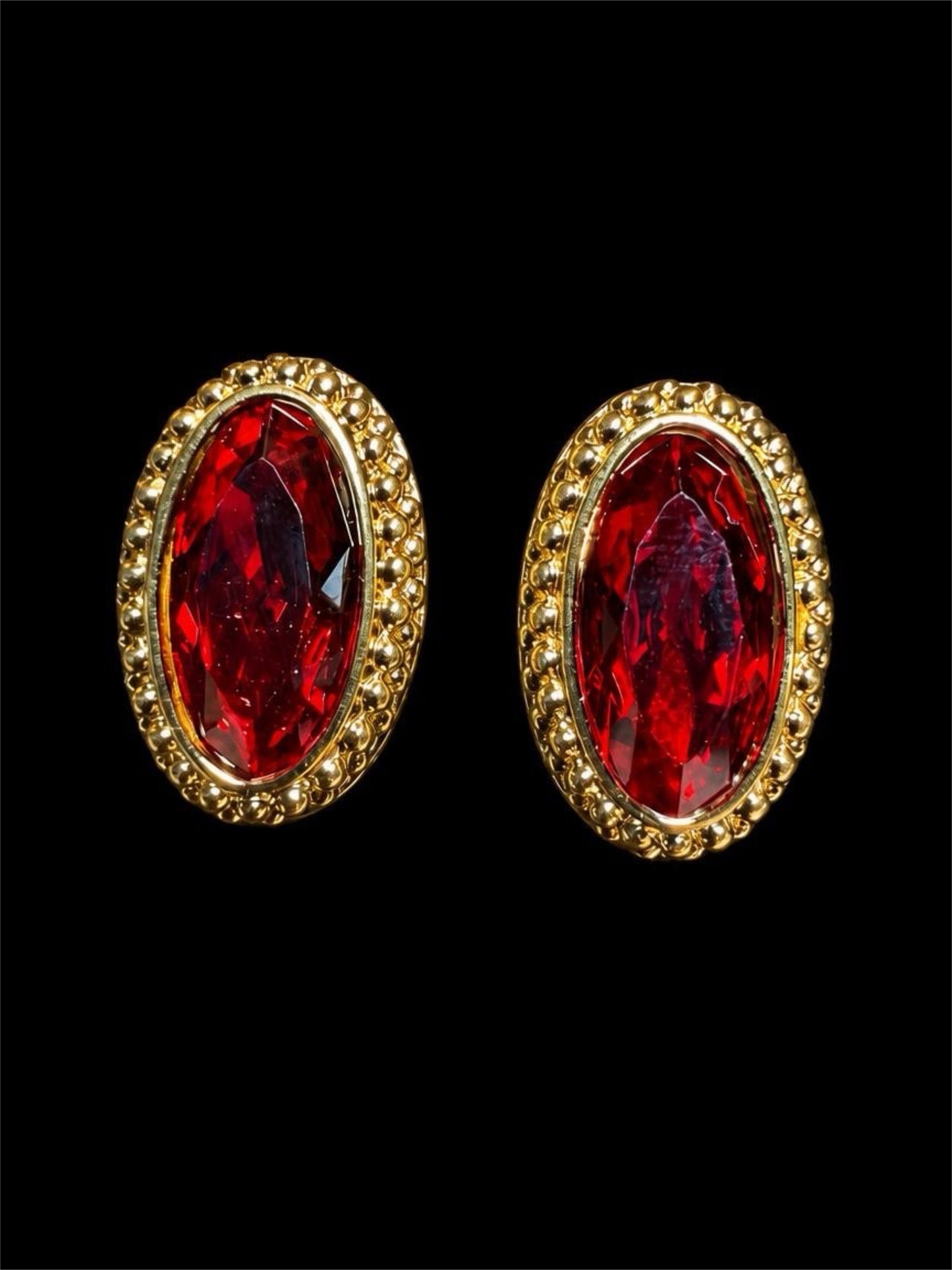 1980'S SWAROVSKI RED CRYSTAL EARRINGS