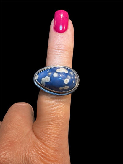 SILVER W/ BLUE SPOT JASPER STONE RING