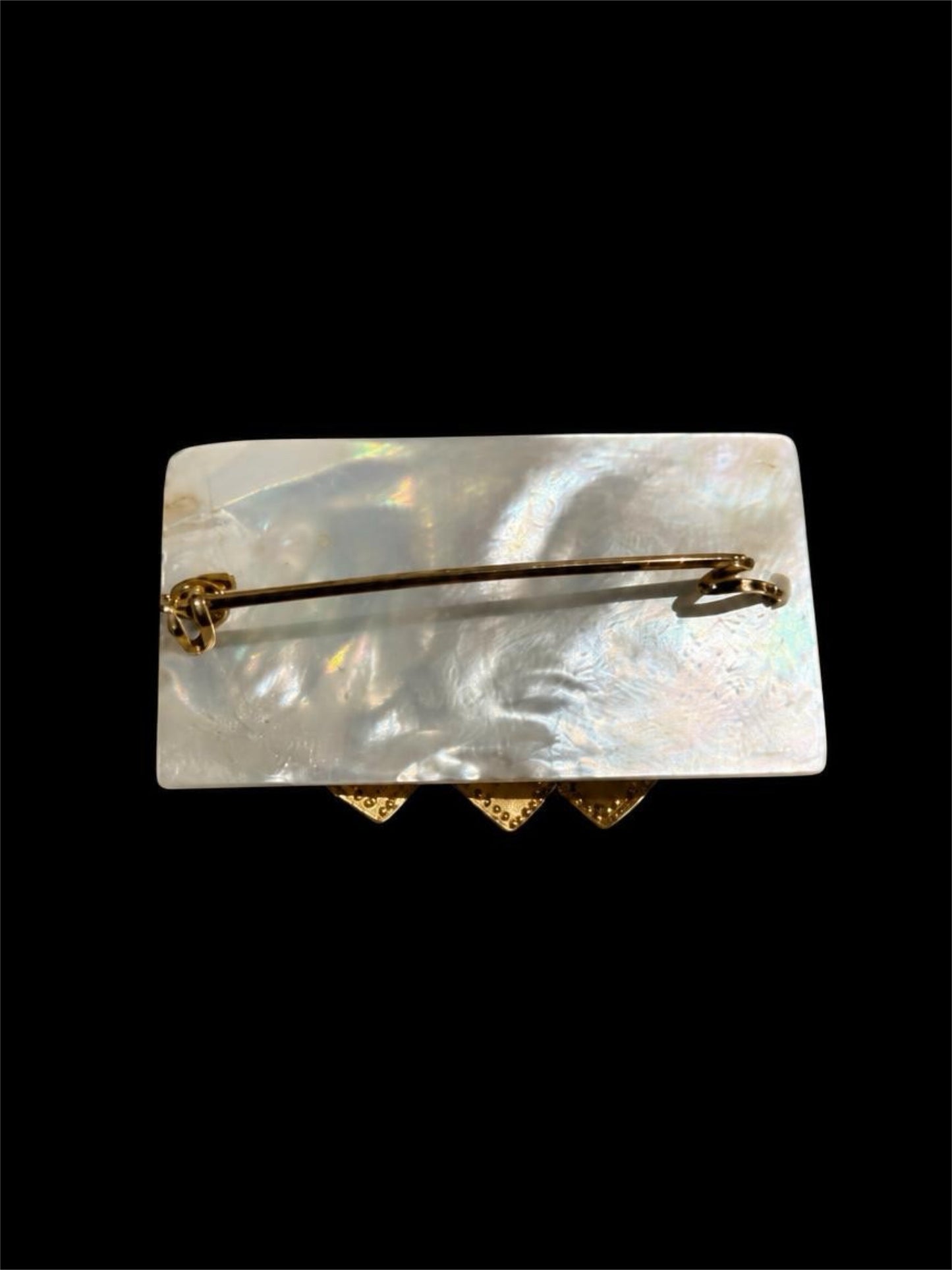 VINTAGE MOTHER OF PEARL & RHINESTONE MOTHERS BROOCH