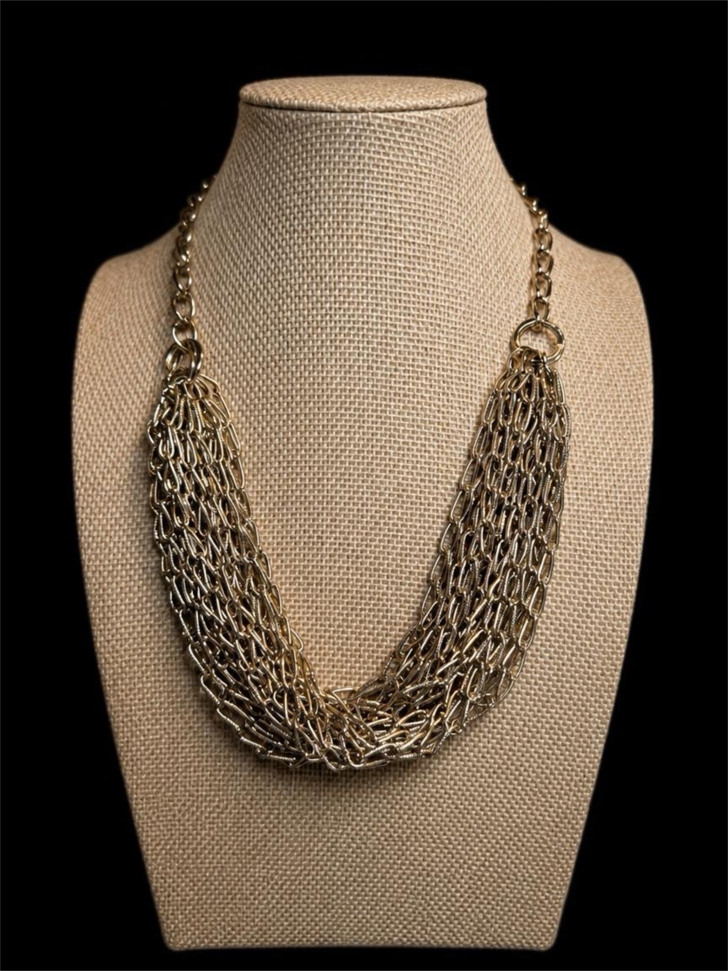 MULTI-STRAND CHAIN GOLD TONE NECKLACE