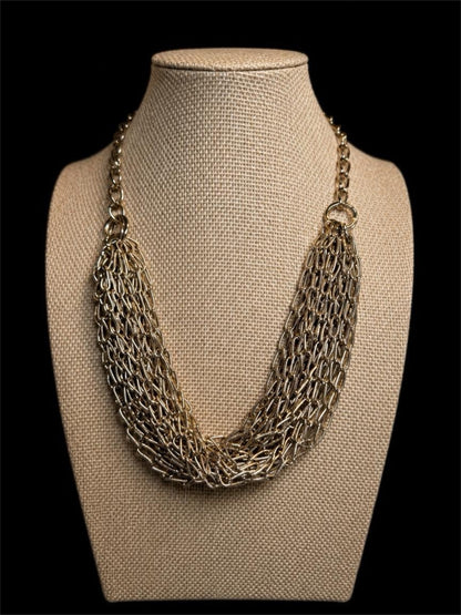 MULTI-STRAND CHAIN GOLD TONE NECKLACE