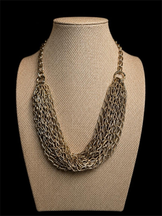 MULTI-STRAND CHAIN GOLD TONE NECKLACE