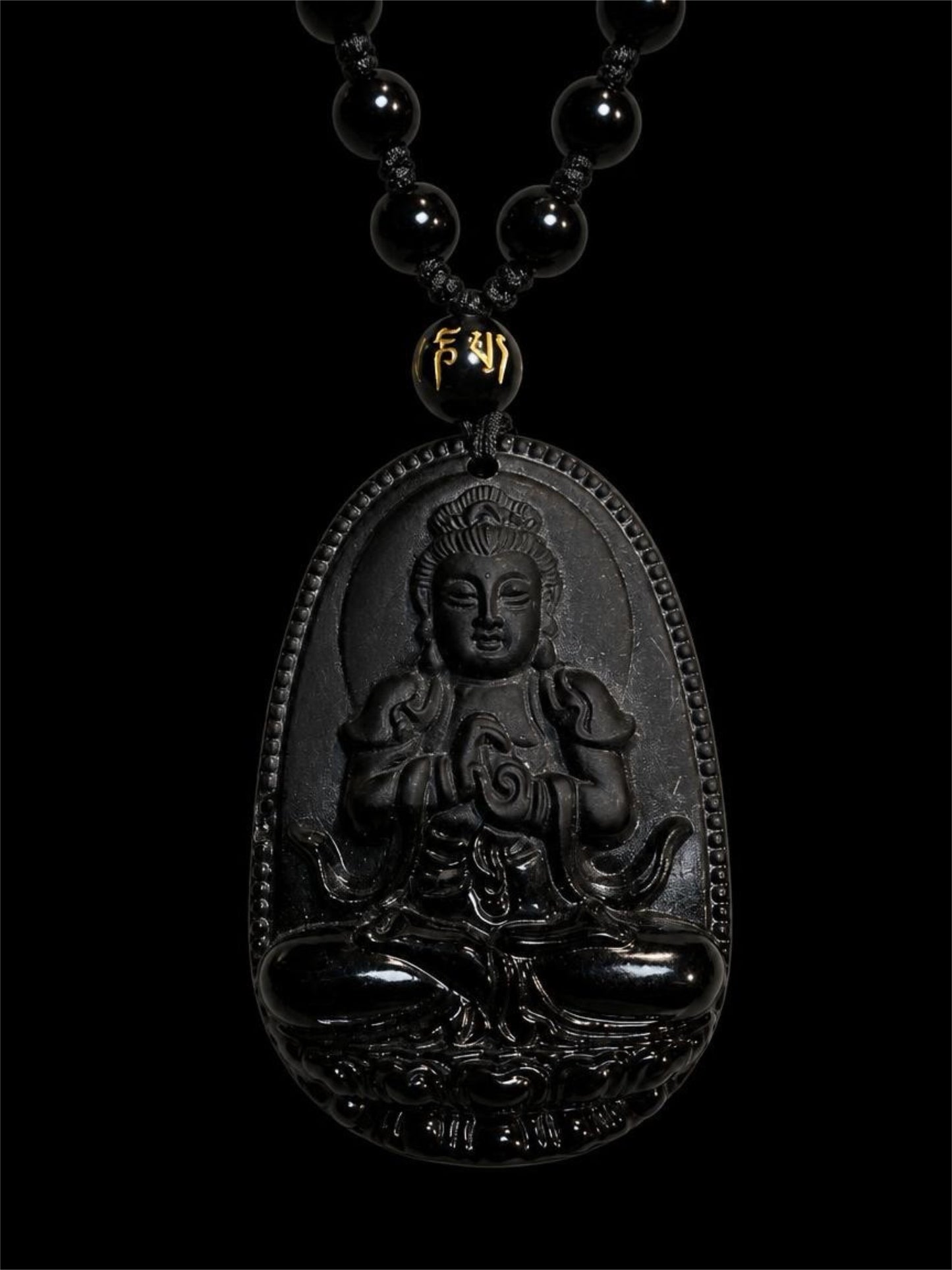 BLACK OBSIDIAN BUDDHA NECKLACE