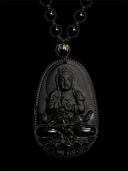 BLACK OBSIDIAN BUDDHA NECKLACE