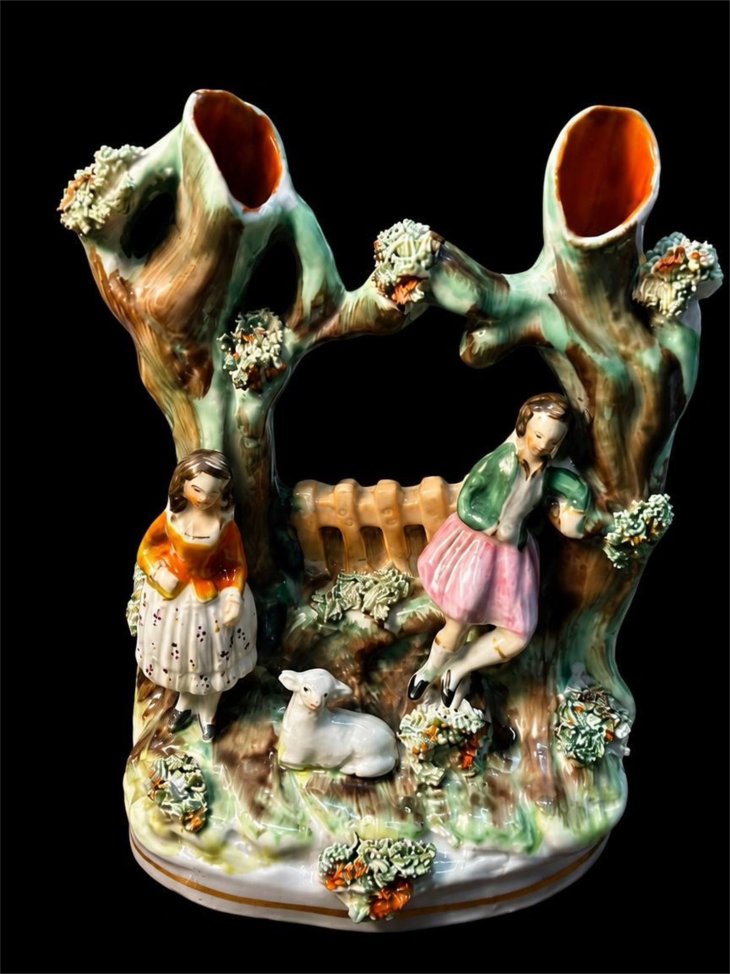 ANTIQUE VICTORIAN STAFFORDSHIRE SPILL VASE