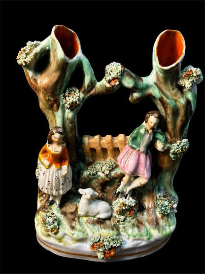 ANTIQUE VICTORIAN STAFFORDSHIRE SPILL VASE