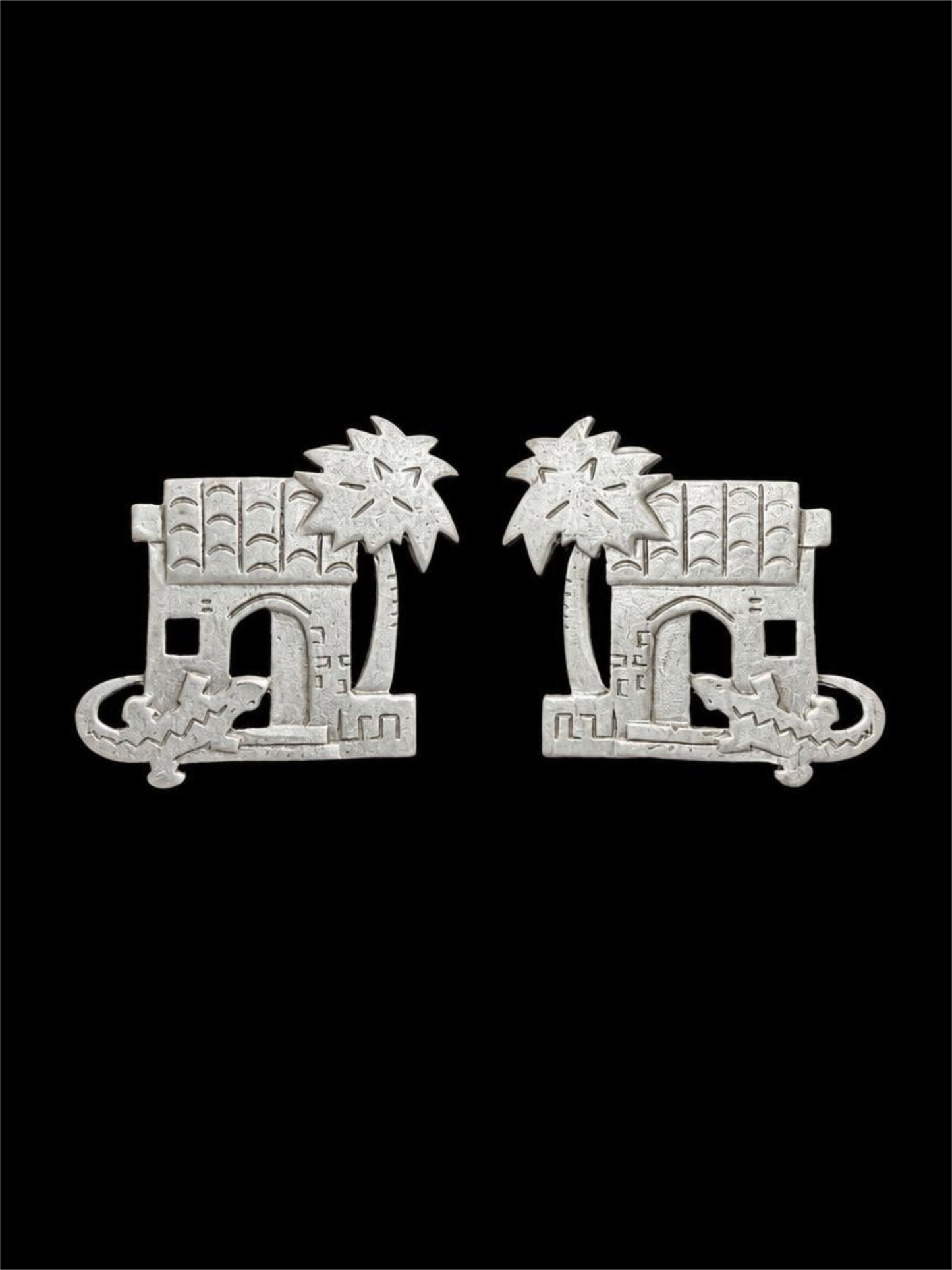JJ 1988 ADOBE HOUSE PEWTER EARRINGS