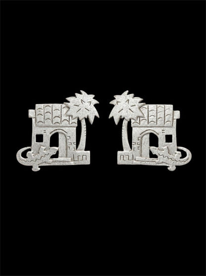 JJ 1988 ADOBE HOUSE PEWTER EARRINGS