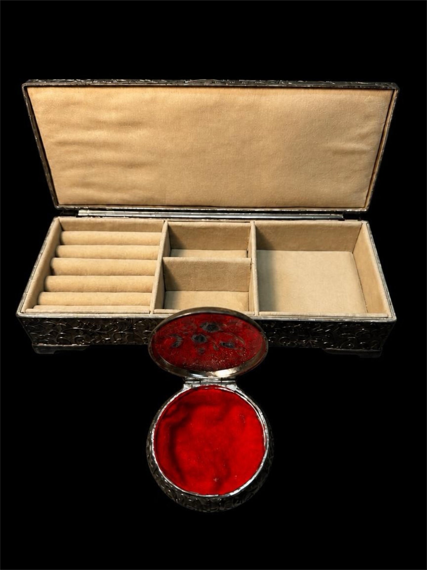 2 VINTAGE ART NOUVEAU JEWELRY BOXES