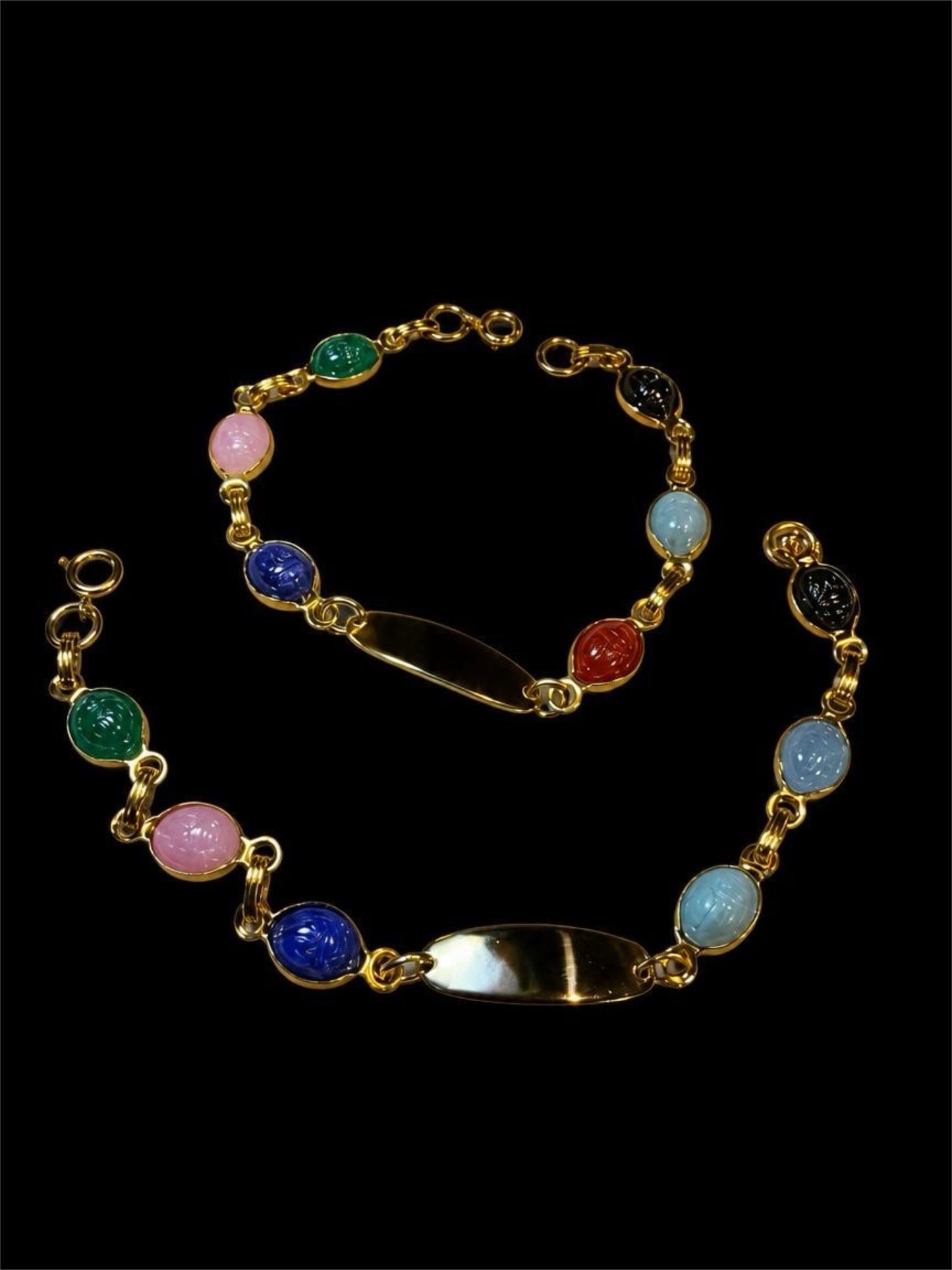 2 VINTAGE SCARAB BRACELETS