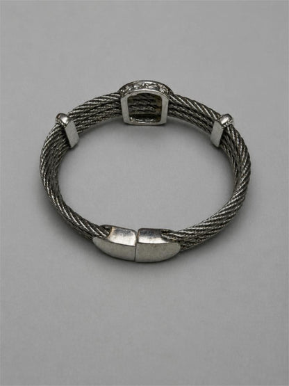 MAGNETIC BLACK & SILVER CABLE PAVE' BRACELET