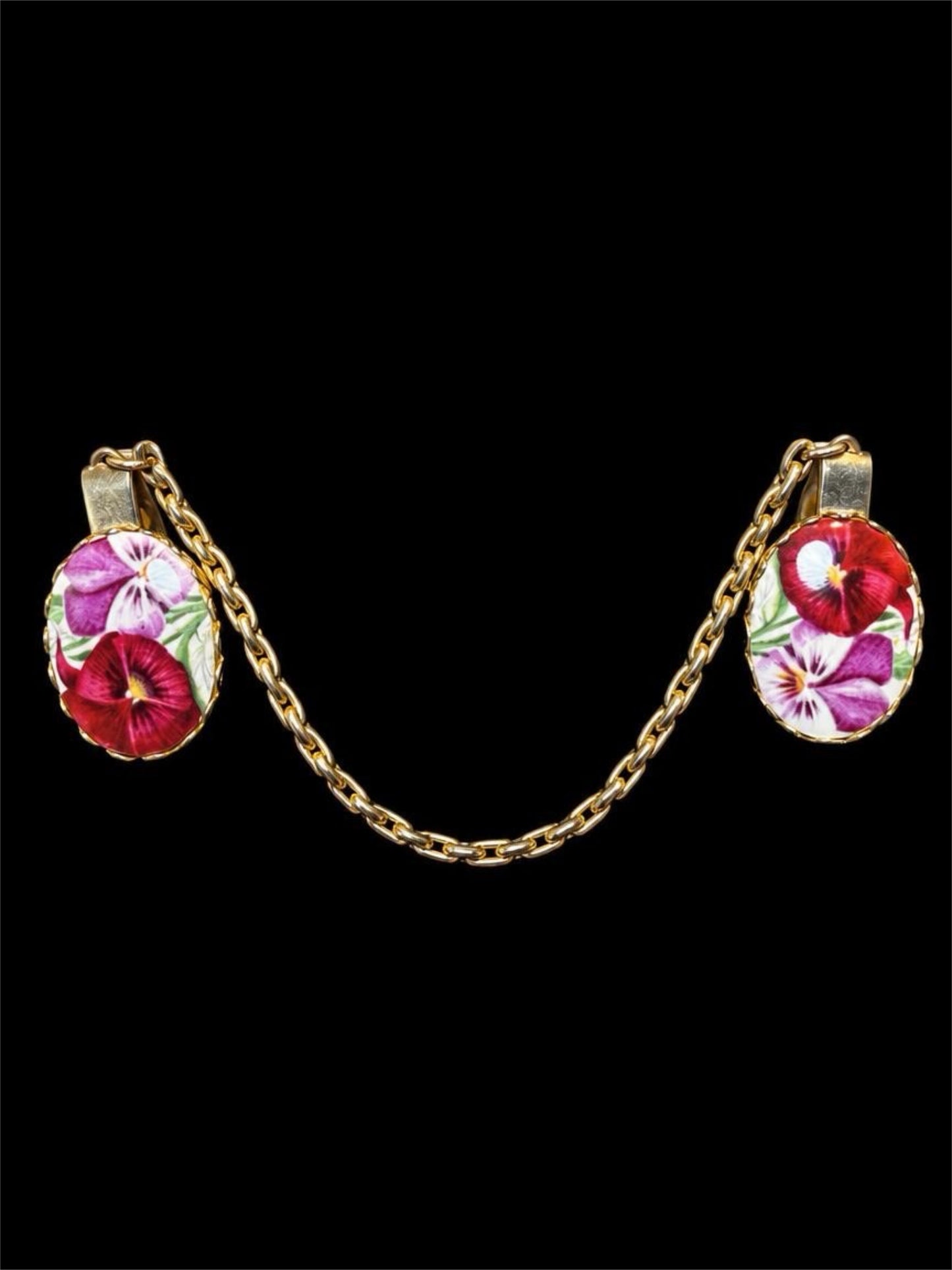 VINTAGE PORCELAIN FLORAL SWEATER CLIPS