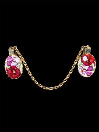 VINTAGE PORCELAIN FLORAL SWEATER CLIPS