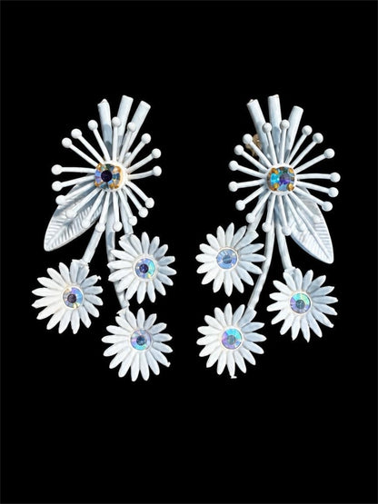 VINTAGE GERMAN WHITE FLORAL EARRINGS