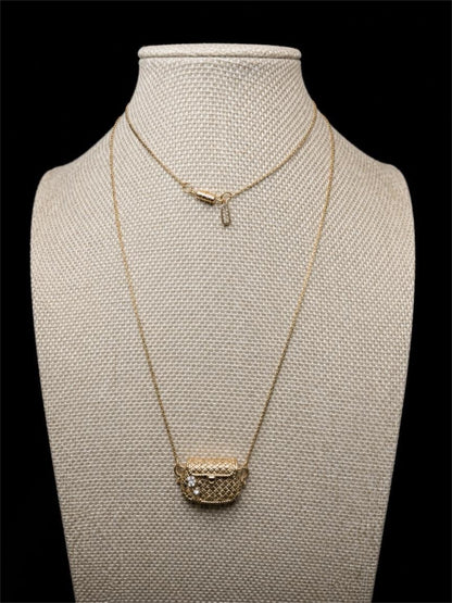 1928 GOLD & RHINESTONE PURSE NECKLACE