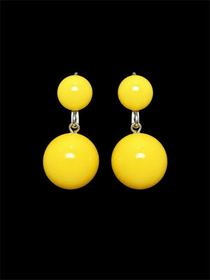 VINTAGE JAPANESE YELLOW GLASS EARRINGS