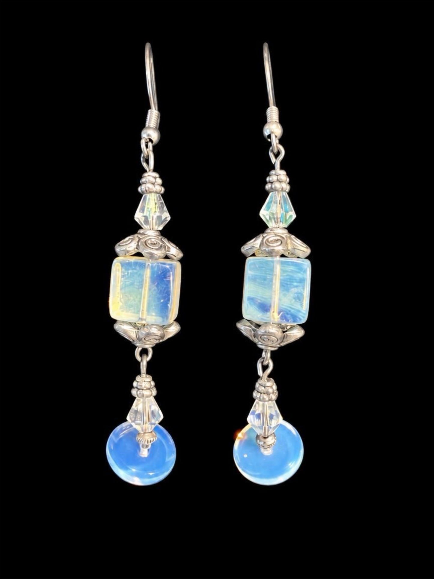 AMAZING MOONSTONE GLASS EARRINGS