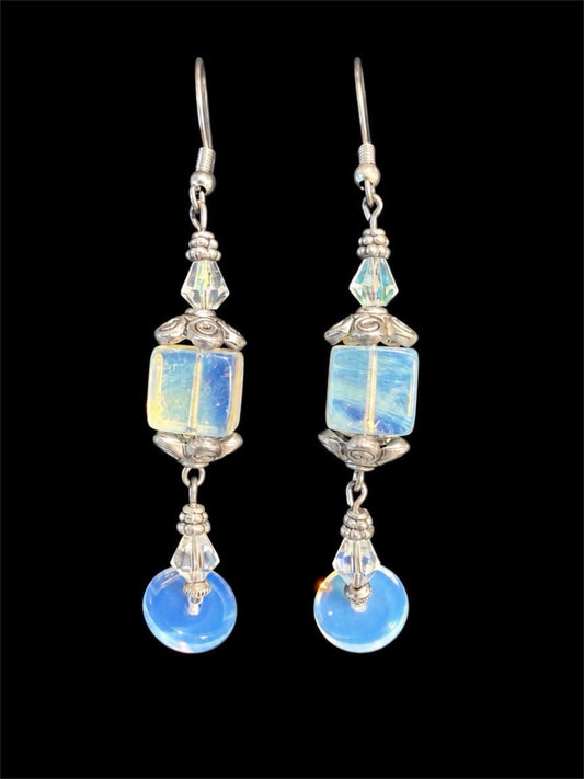 AMAZING MOONSTONE GLASS EARRINGS