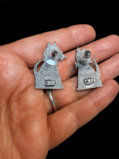 JJ PUPPY LOVE PEWTER EARRINGS