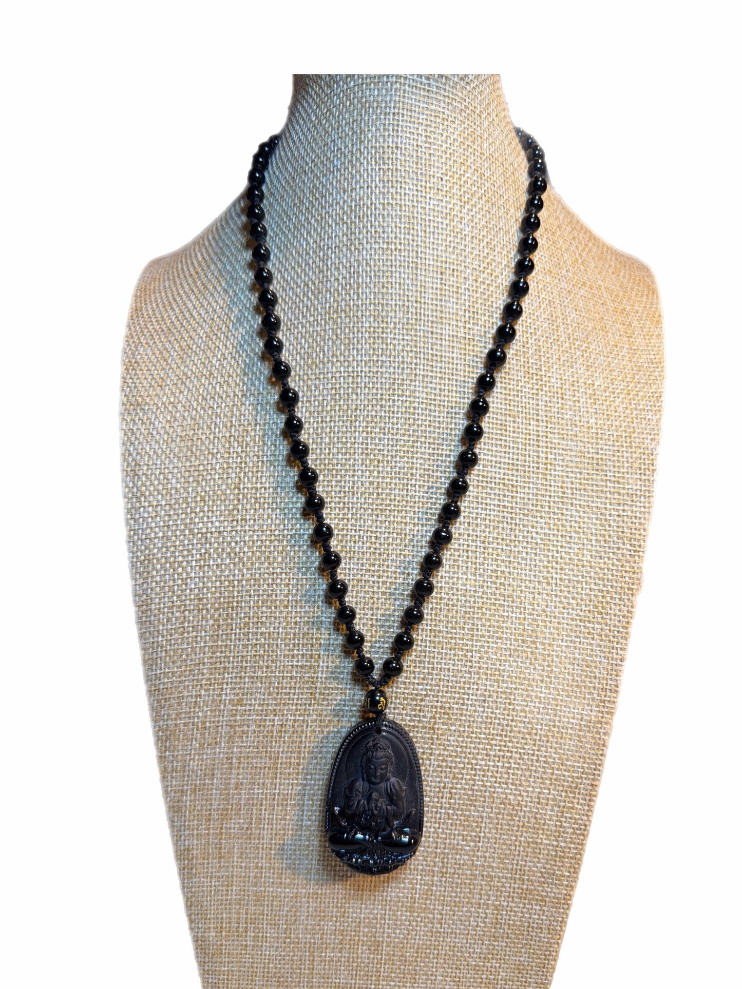 BLACK OBSIDIAN BUDDHA NECKLACE