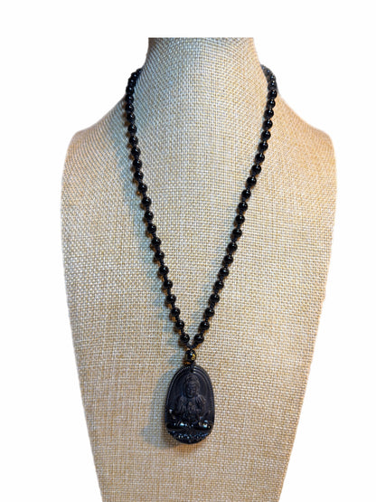 BLACK OBSIDIAN BUDDHA NECKLACE