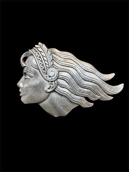 JJ 1988 GODDESS PEWTER BROOCH