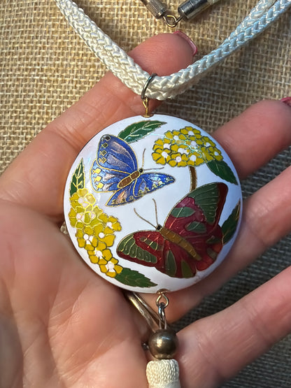 VINTAGE BUTTERFLY CLOISONNÉ NECKLACE