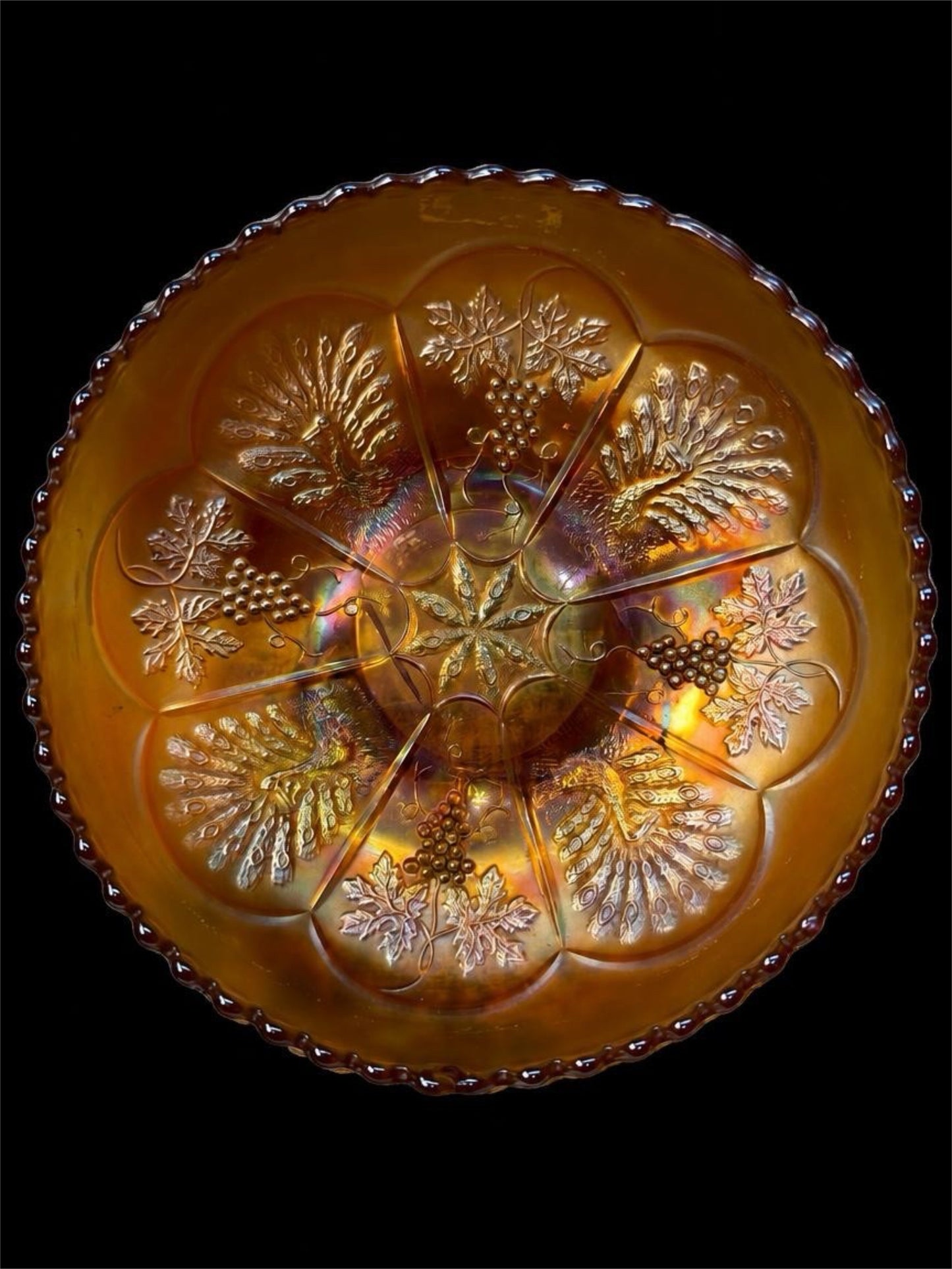 ANTIQUE FENTON CARNIVAL FOOTED GLASS BOWL