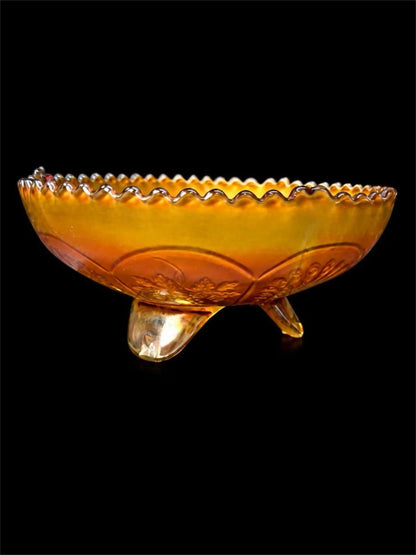 ANTIQUE FENTON CARNIVAL FOOTED GLASS BOWL