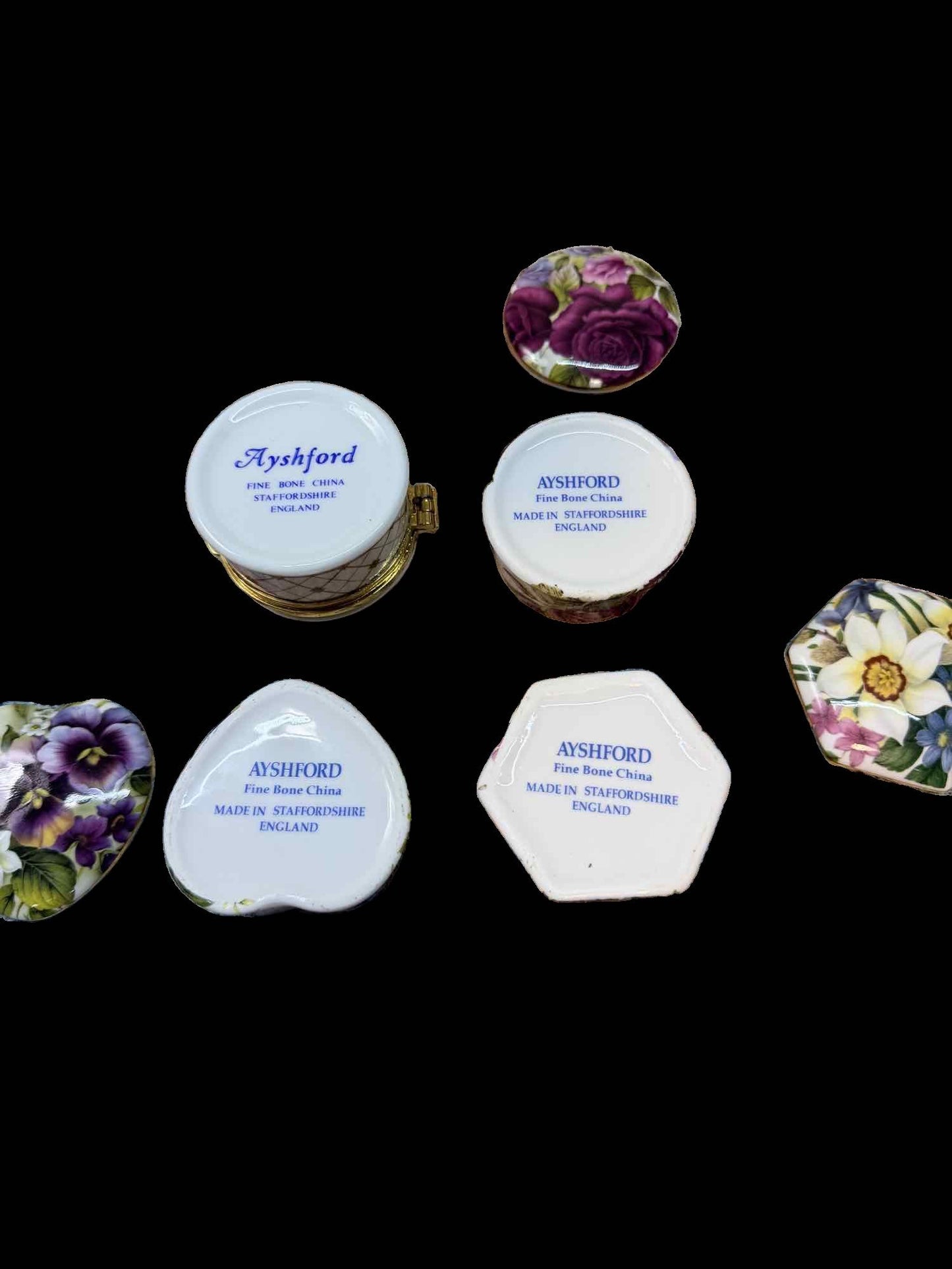 4 AYSHFORD FINE BONE CHINA TRINKET DISHES